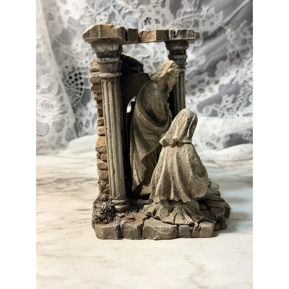 Ceramic Nativity Scene Mary Joseph Baby‎ Jesus  Cow 6